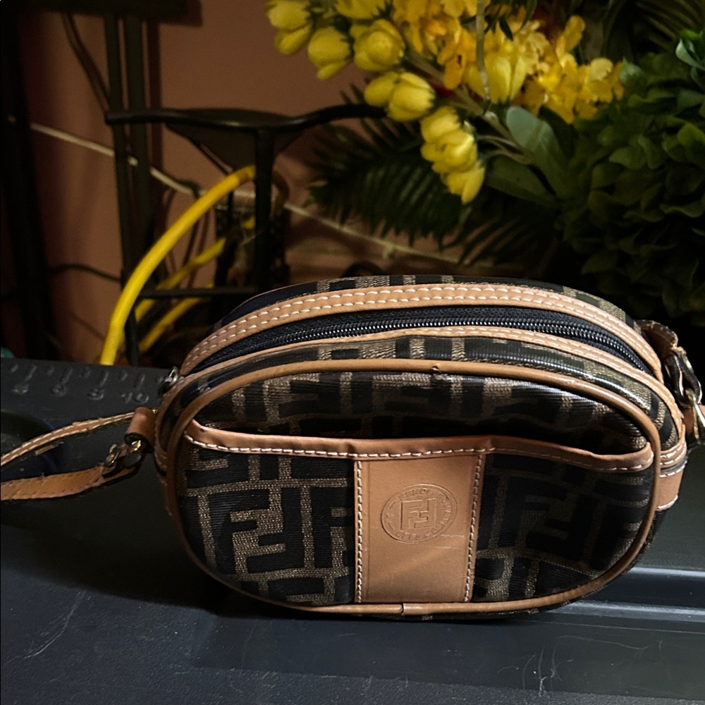 Fendi Brown Monogram Belt Bag with Tan Trim